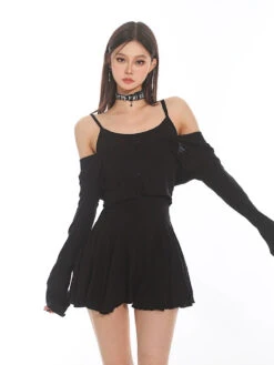 Sleeveless Crop Top And Pleated Shorts With Cardigan Tee Three-Piece Set -Modern Wear Shop 7ee349a7f723d5f6df8019832fc89d55 42668974 1c8b 4aed a989 edb01e764ca7