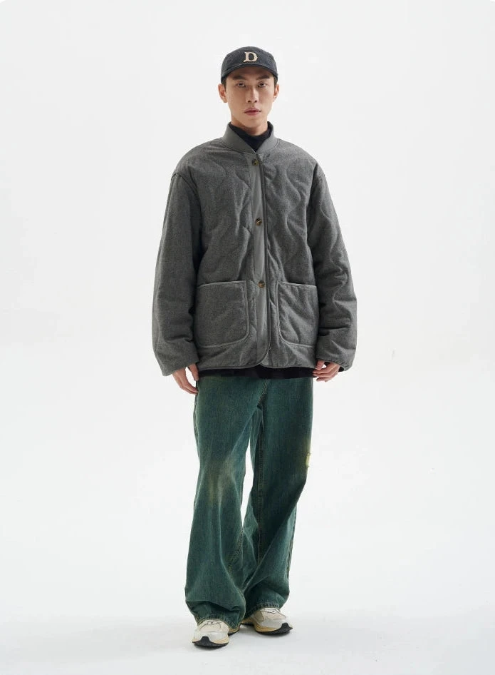 Quilted Drop Shoulder Button Jacket With Front Pockets 5 Quilted Drop Shoulder Button Jacket With Front Pockets - Image 5