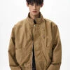 Boxy Zip-Up Stand Collar Worker Bomber Jacket
