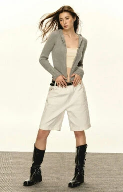 Slim Ribbed Zip-Up Hooded Sweater 29 Slim Ribbed Zip-Up Hooded Sweater -Modern Wear Shop 7f0af3e45d294b8d78a1f40c8c09de74