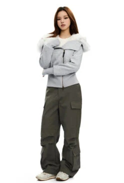 Fleece-Lined Hooded Jacket With Faux Fur Trim 20 Fleece-Lined Hooded Jacket With Faux Fur Trim -Modern Wear Shop 7f154a236e3629340c428462094a4156