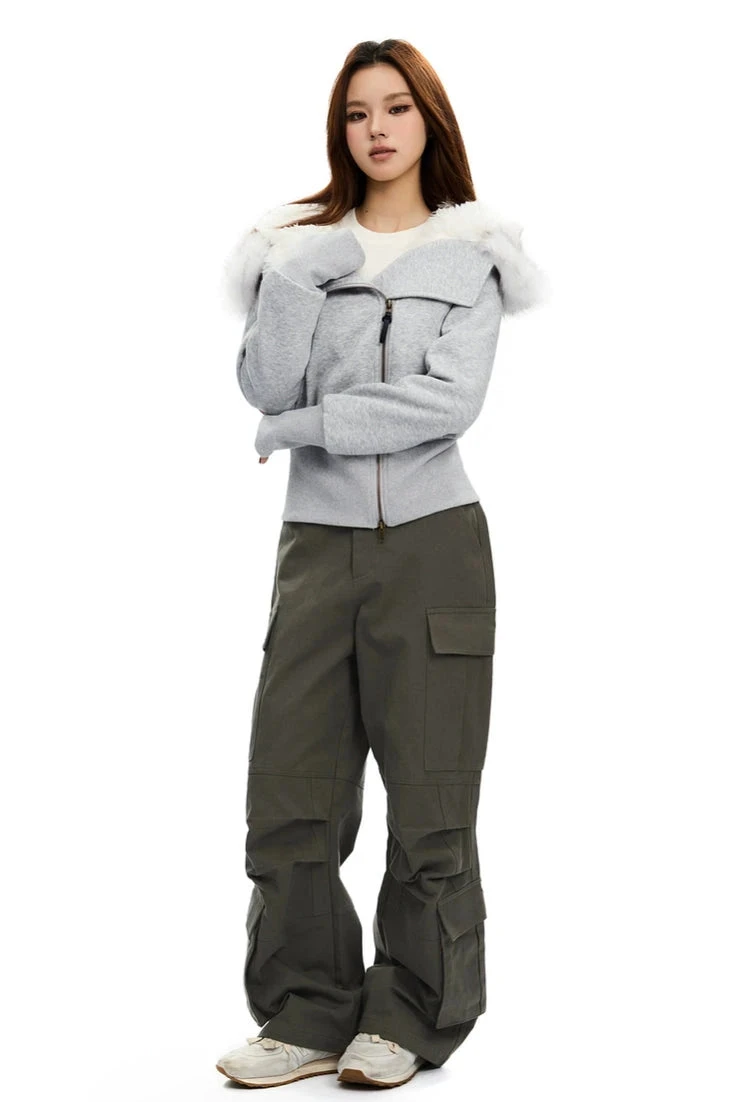 Fleece-Lined Hooded Jacket With Faux Fur Trim 7 Fleece-Lined Hooded Jacket With Faux Fur Trim - Image 7