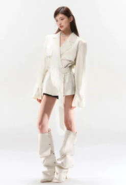 Double-Breasted Belted Trench Mini-Dress Jacket -Modern Wear Shop 7f193a8a080f44b00d3b864c33406e28