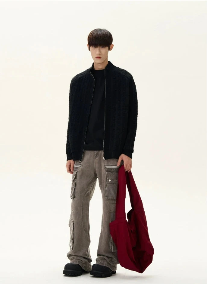 Fuzzy Ribbed Trim Mock Neck Zip Jacket 15 Fuzzy Ribbed Trim Mock Neck Zip Jacket - Image 15