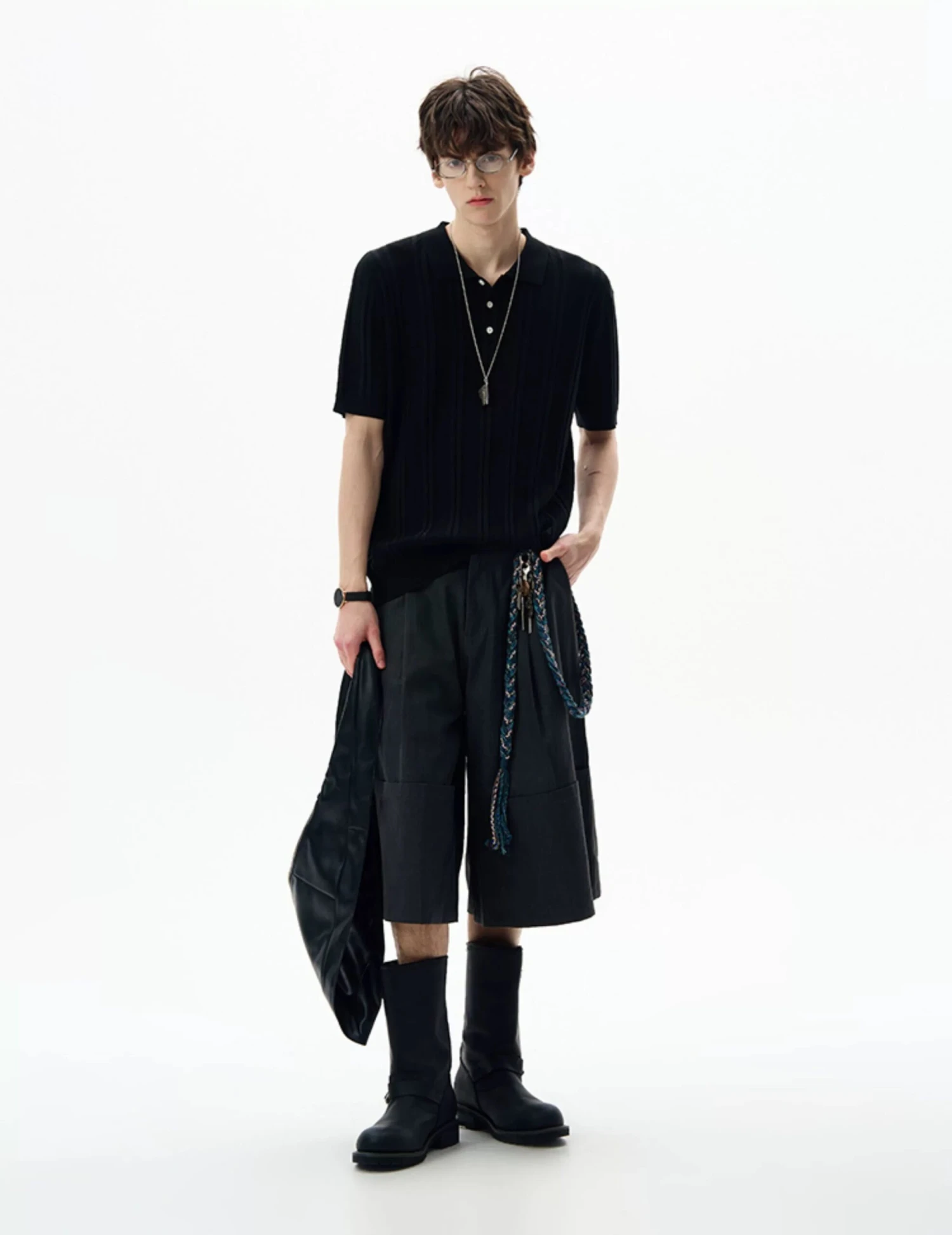 Ribbed Knit Short Sleeve Polo Shirt 12 Ribbed Knit Short Sleeve Polo Shirt - Image 12