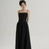 Adjustable Spaghetti Strap Corset Bodice Maxi Dress