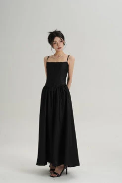 Adjustable Spaghetti Strap Corset Bodice Maxi Dress