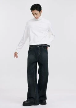 Wide Leg Dark Wash Wax Jeans With Contrast Stitching 14 Wide Leg Dark Wash Wax Jeans With Contrast Stitching -Modern Wear Shop 8019368fde8decdc3657ea04c3d11777