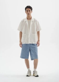 Textured Open Weave Button-Up Shirt With Pockets -Modern Wear Shop 80515324db97fcca1c38eafb8fe32acf