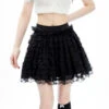 Layered Ruffle Lace Mini Skirt With Elastic Waistband