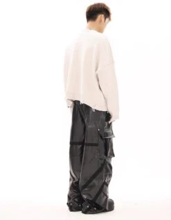 Oversized Cargo Pocket Faux Leather Pants -Modern Wear Shop 8073b201389d4f6da164d64fe8a4c52b