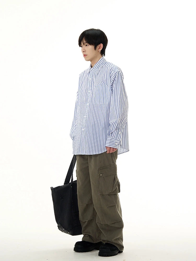 Oversized Boxy Striped Button-Down Shirt 10 Oversized Boxy Striped Button-Down Shirt - Image 10