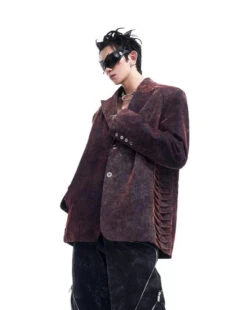 Vintage Wash Fossil Spine Pattern Blazer -Modern Wear Shop 80d4d2843ad7decbd5836e13dcc66a6e