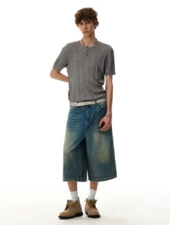 Ribbed Knit Half Button Short Sleeve Shirt 23 Ribbed Knit Half Button Short Sleeve Shirt -Modern Wear Shop 80e9780c82636693a439a8fb002b59a7