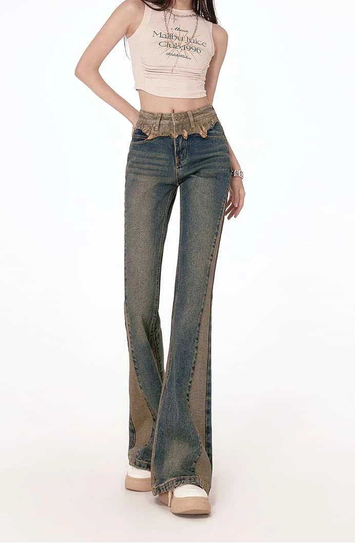 Semi Flare Color Block Jeans 5 Semi Flare Color Block Jeans - Image 5