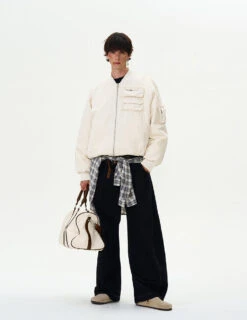 Drop Shoulder Oversized Bomber Jacket With Sleeve Zip Pocket -Modern Wear Shop 816b2c9559dc04a55e67d7431f6903c4