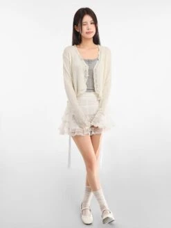 Scallop Hem Sheer Cropped Cardigan 23 Scallop Hem Sheer Cropped Cardigan -Modern Wear Shop 81d5cf4129d81a4c76a22a98fc41d52a