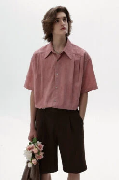 Abstract Ink Texture Short Sleeve Button Shirt