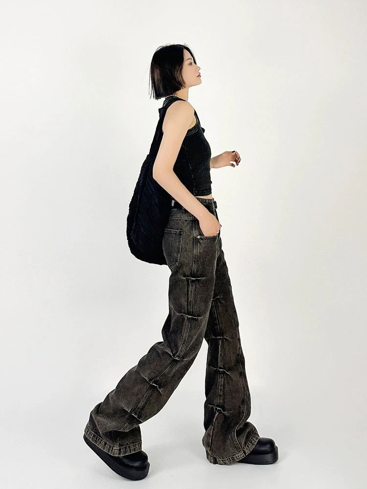 Wide Leg Denim Jeans With Contrast Stitching 6 Wide Leg Denim Jeans With Contrast Stitching - Image 6