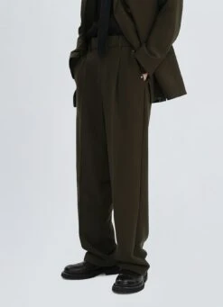 Straight Leg Pleated Trousers With Belt Loops -Modern Wear Shop 825978884951181c6963d938e481d26a topaz enhance 2x