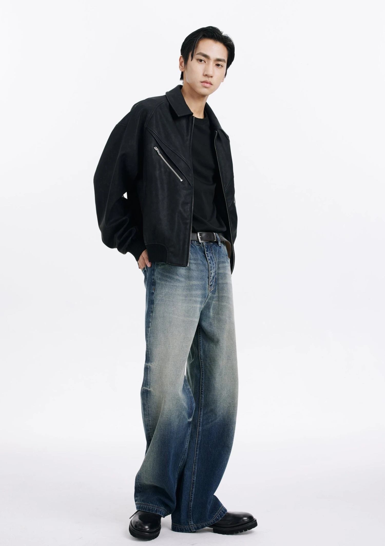 Faux Leather Bomber Jacket With Zip Pocket Details 9 Faux Leather Bomber Jacket With Zip Pocket Details - Image 9