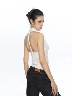 Halter Neck Drape Ribbed Knit Sleeveless Top -Modern Wear Shop 82b3dfb29fe0d303ff05a40cd97564f2