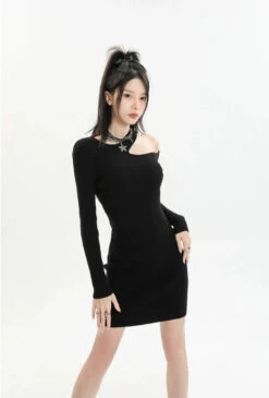 Asymmetric Collar Long Sleeve Bodycon Mini Dress 16 Asymmetric Collar Long Sleeve Bodycon Mini Dress -Modern Wear Shop 82c0b3d95912c95515fc015dd188999d