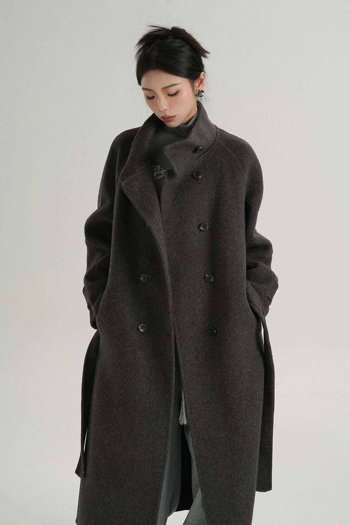 Oversized Double-Breasted Panelled Long Coat 10 Oversized Double-Breasted Panelled Long Coat - Image 10