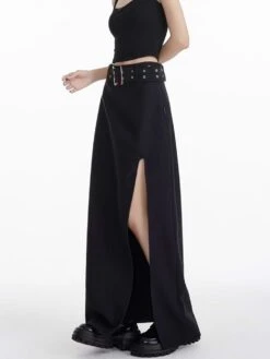 High Slit Maxi Skirt With Belt -Modern Wear Shop 82f3c0f70f01e17640fce2258f10776e