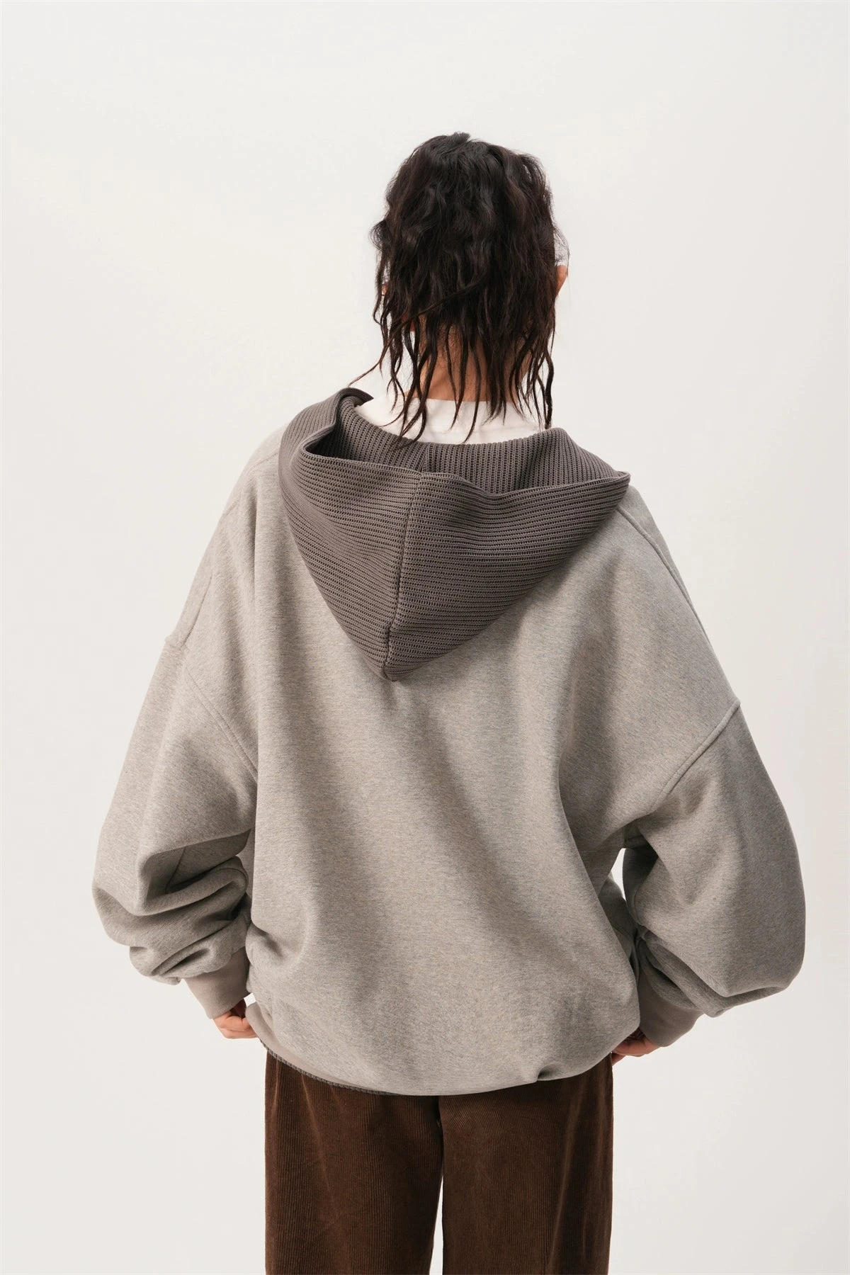 Oversized Knit Ribbed Heathered Hoodie 12 Oversized Knit Ribbed Heathered Hoodie - Image 12