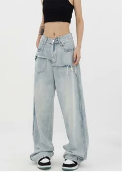 Mock Two-Piece Faded Distressed Jeans -Modern Wear Shop 8358e48a253dda127cf62de0af5cc6cb