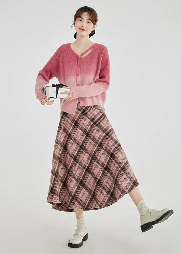 Cutout Neckline Asymmetric Ombre Cardigan 7 Cutout Neckline Asymmetric Ombre Cardigan - Image 7