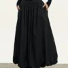 Flowy Maxi Bubble Skirt With Pockets