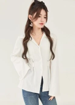 Ribbed Button-Up Collared Knit Shirt -Modern Wear Shop 83bb1f78a6cb9f3675b7b2342583e486