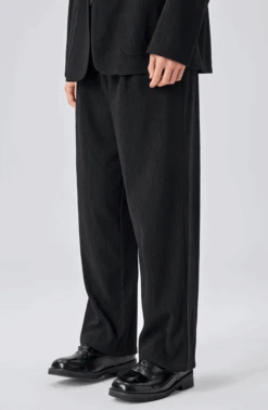 Ribbed Textured Blazer And Wide-Leg Trousers Two-Piece Set -Modern Wear Shop 8477028c8e4653282b1eb010932ed958