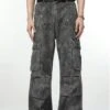 Faded Camo-Wash Multi-Pocket Cargo Trousers