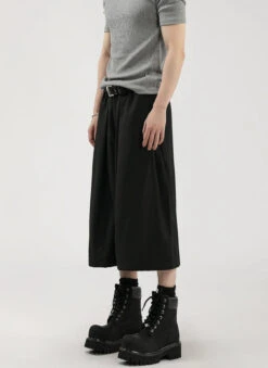 Wide Leg Pleated Bermuda Shorts With Belt Loops -Modern Wear Shop 84ed06c842a55c2f5a7e8a70fcfa715d