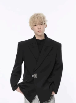 Asymmetric Structured Blazer With Lock Clasp Detail -Modern Wear Shop 84f97e16dfc249bb86b4510f00d0b6e0