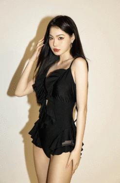 Ruffle Plunge Neckline One-Piece Swimsuit -Modern Wear Shop 84f9bb5cb1865afade86aec0b00d9415