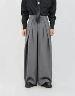 Wide Leg Pleated Palazzo Trousers With Belt Detail -Modern Wear Shop 85462262ababec95bb186a26a81de3fc
