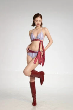 Striped Tie-Front Bikini Set With Long Sleeve Cover-Up -Modern Wear Shop 857c45d1cffa38ad0e1bc72d6b72dc67