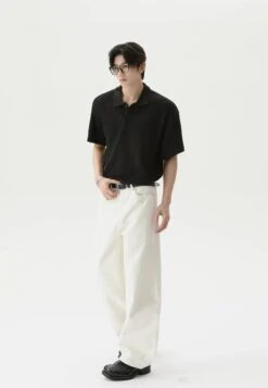 Textured Cable Knit Short Sleeve Polo Shirt -Modern Wear Shop 85c3583a34b2d349c612abe9ac9d342a