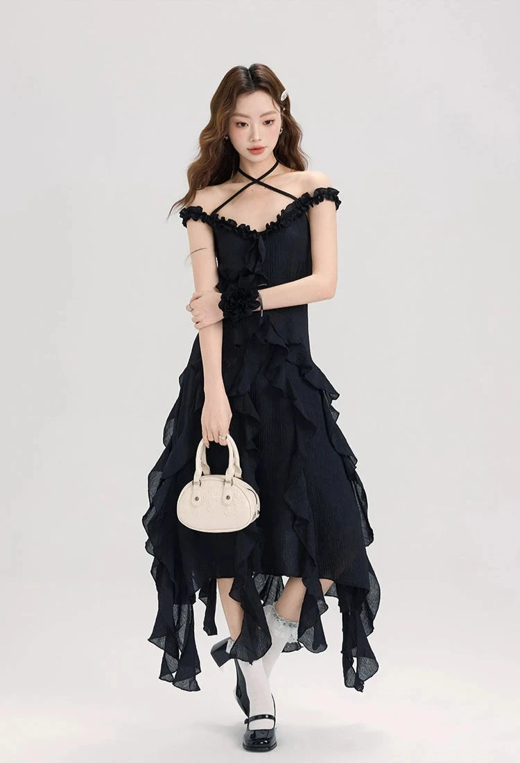 Ruffled Asymmetric Hemline Sleeveless Dress 6 Ruffled Asymmetric Hemline Sleeveless Dress - Image 6