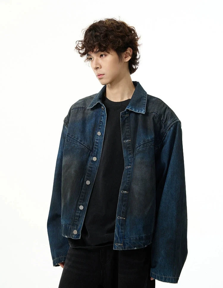 Wide-Fit Ombre-Effect Denim Jacket 2 Wide-Fit Ombre-Effect Denim Jacket - Image 2