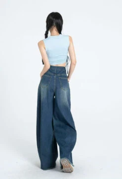 Distressed Hem Extra Wide Leg Jeans -Modern Wear Shop 86291bbbbc374044ef4c9a63b6008859