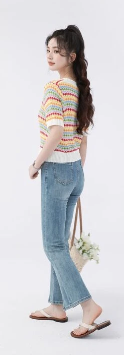 Stripe Cropped Ribbed Hem Cardigan -Modern Wear Shop 86cd2e1f629da94769b57217a69bf79a