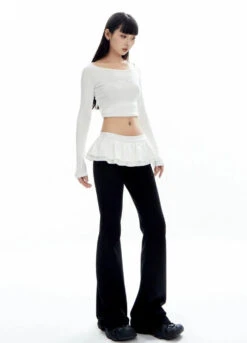 Bell Bottom Ruffle Waistband Skirt-Pants -Modern Wear Shop 86eb090e01d4bff2f851b6abed7ffcc4
