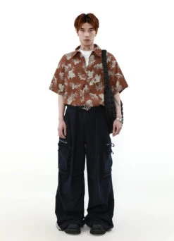 Leaf Print Textured Short Sleeve Button Shirt -Modern Wear Shop 86ee8c7a9e92adc6a1550257eaf64cd7