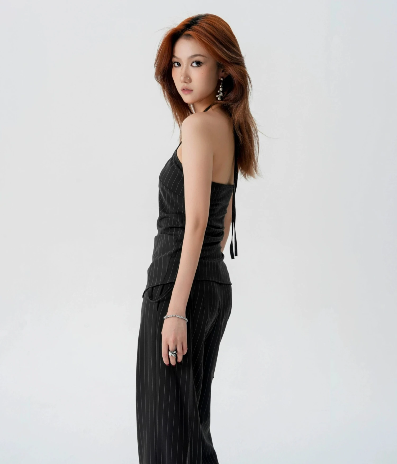 Striped Halter Top And Wide Leg Pants Set 9 Striped Halter Top And Wide Leg Pants Set - Image 9