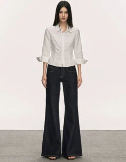 Linen Button-Up Collared Shirt With Cropped Sleeves 7 Linen Button-Up Collared Shirt With Cropped Sleeves -Modern Wear Shop 879ae10278c318ca0c2b5b5e1f0539d8